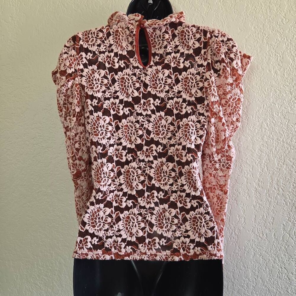 Dolan Anthropologie Sheer Lace Mockneck Blouse - Picture 6 of 9